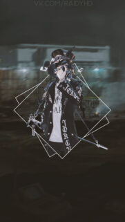 Edgy Anime Joker Style Character with Geometric Frames Phone Wallpaper
