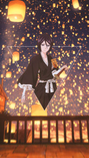 Rukia Kuchiki Bleach Anime Wallpaper with Glowing Lanterns Background