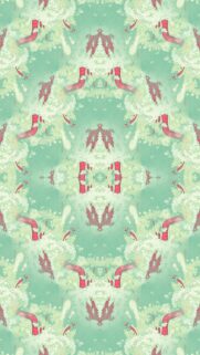 Surreal Mint Green Abstract Art with Pink Organic Shapes Wallpaper