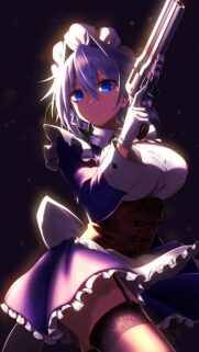 Anime Maid with Revolver High Resolution Mobile Wallpaper