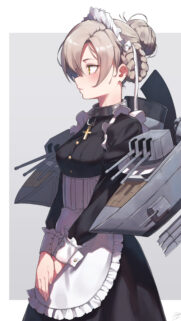 Anime Maid Girl with Battleship Cannons Mobile Wallpaper