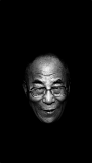 Dalai Lama Portrait High Contrast Black and White Mobile Wallpaper