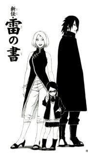 Sasuke Sakura and Sarada Uchiha Black and White Manga Style Mobile Wallpaper