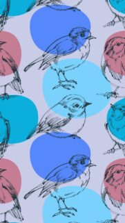 Artistic Blue Bird Pattern Illustration Mobile Wallpaper