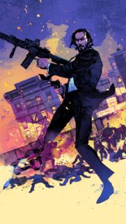 John Wick Stylized Comic Art Mobile Wallpaper – High Quality Action Phone Background