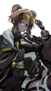 Anime Girl in Tactical Gear with Yellow Goggles High Resolution Phone Wallpaper