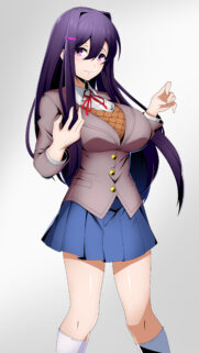 Stunning Yuri Doki Doki Literature Club Anime Girl Mobile Wallpaper