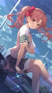 Cute Anime Girl with Pink Twin Tails and School Uniform High-Resolution Mobile Wallpaper