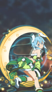 Sinon Bunny Girl Anime Wallpaper in Green Festive Outfit for Mobile