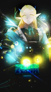 Ethereal Princess Zelda Anime Art with Glowing Magical Light Effects for Mobile Wallpaper
