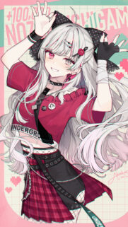 Cute Anime Girl with White Hair and Punk Streetwear Aesthetic Wallpaper