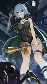 Anime Girl with Magical Staff Night Fantasy Phone Wallpaper