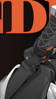 Stylish Anime Character Boots Wallpaper with Bold Orange Typography High Quality Phone Background