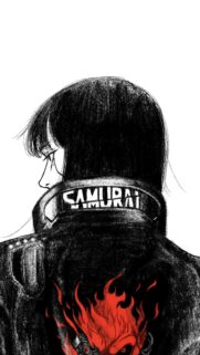 Minimalist Cyberpunk Samurai Jacket Art High Quality Mobile Wallpaper