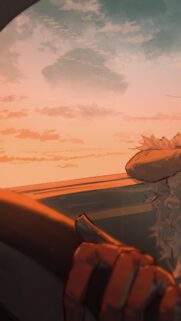 Aesthetic Anime Sunset Road Trip Phone Wallpaper for Mobile Screen