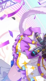 Anime Idol Stage Performance Aesthetic Wallpaper with Purple Ribbons and Stars