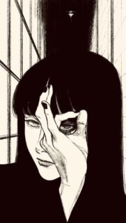 Mysterious Anime Girl Hand Over Eye Monochrome Sketch Wallpaper