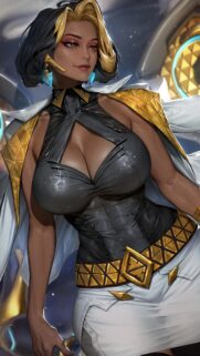 Stunning Anime Girl with Golden Highlights and Futuristic Armor Wallpaper