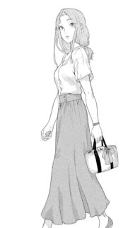 Elegant Anime Girl in Stylish Summer Outfit Black and White Line Art Wallpaper