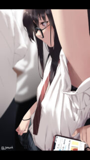 Anime Girl in School Uniform with Glasses Aesthetic Wallpaper
