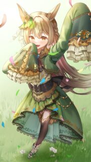Cute Anime Girl in Green Fantasy Dress Wallpaper for Mobile