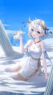 Beautiful Anime Girl with White Dragon High Resolution Mobile Wallpaper