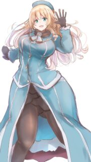 Beautiful Anime Girl in Elegant Blue Coat Illustration Wallpaper