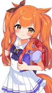 Cute Anime Girl with Orange Hair and School Bag Wallpaper for Mobile