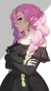 Beautiful Mitsuri Kanroji Anime Girl Elegant Dress Wallpaper