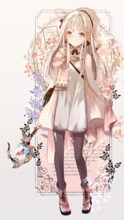 Beautiful Anime Girl with Magic Staff and Floral Background 4K Mobile Wallpaper