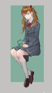 Asuka Langley Soryu Reading Book Anime Girl Aesthetic Mobile Wallpaper