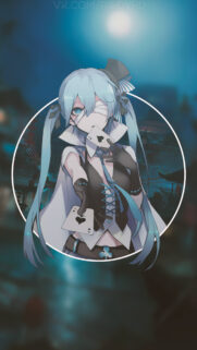 Anime Girl with Playing Cards Aesthetic Wallpaper for Mobile Phones