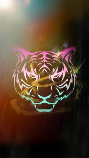 Neon Tiger Head Silhouette Over Winding Mountain Road Wallpaper