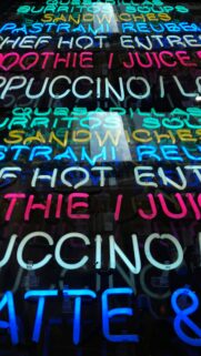 Vibrant Neon Food Menu Signage Aesthetic Mobile Wallpaper