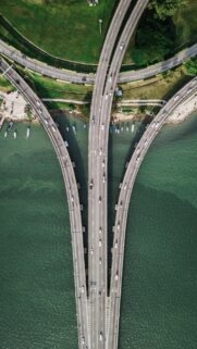 Stunning Aerial View of Highway Bridge Over Sea Wallpaper for Mobile