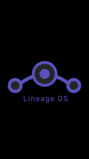 Minimalist Lineage OS Logo Mobile Wallpaper in Dark Purple and Black