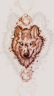 Mystical Tribal Wolf Sketch Illustration Mobile Wallpaper