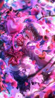 Stunning Anime Girl Valentine Love Hearts Mobile Wallpaper HD