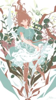 Dreamy Anime Girl Floating in a Floral Garden Aesthetic Wallpaper