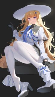 Elegant Anime Girl with Blonde Hair and White Witch Hat Wallpaper