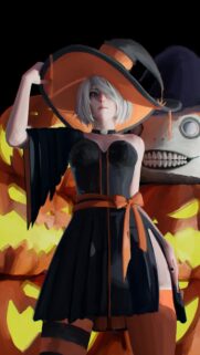 NieR Automata 2B Halloween Witch Digital Art Wallpaper for Mobile