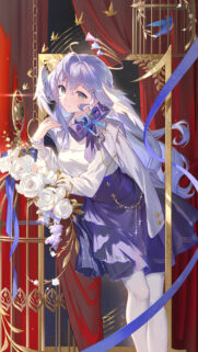 Stunning Anime Girl with Angelic Wings and White Roses Wallpaper