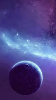 Stunning Purple Galaxy Space Wallpaper with Earth Like Planet and Glowing Stars