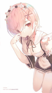 Beautiful Ram from Re Zero Anime Girl Wallpaper in Maid Outfit