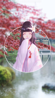 Hinata Hyuga Anime Girl in Traditional Kimono Wallpaper for Mobile