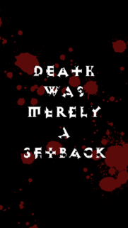 Death Was Merely A Setback Gothic Quote Wallpaper with Blood Splatter Background