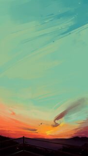 Stunning Minimalist Sunset Sky Digital Art Mobile Wallpaper for Smartphone Screens