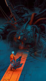 Futuristic Astronaut Exploring Alien Machinery 4K Mobile Wallpaper