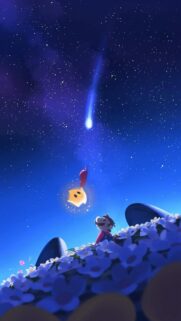 Super Mario and Luma Gazing at a Shooting Star Mobile Wallpaper