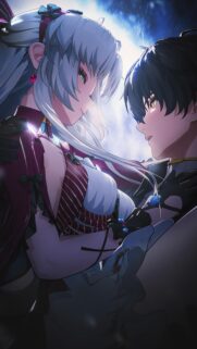 Romantic Anime Couple Under Moonlight High Definition Mobile Wallpaper